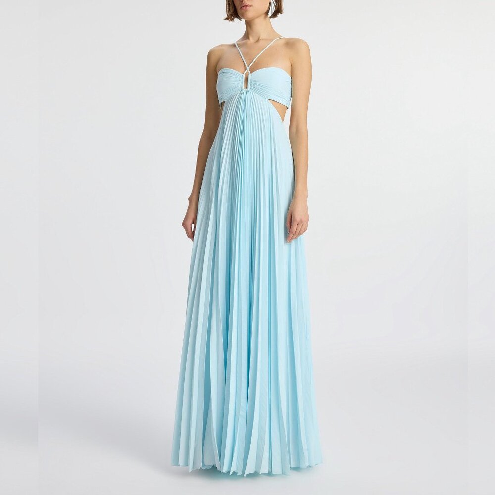 A.L.C. Moira Pleated Halter Maxi Dress